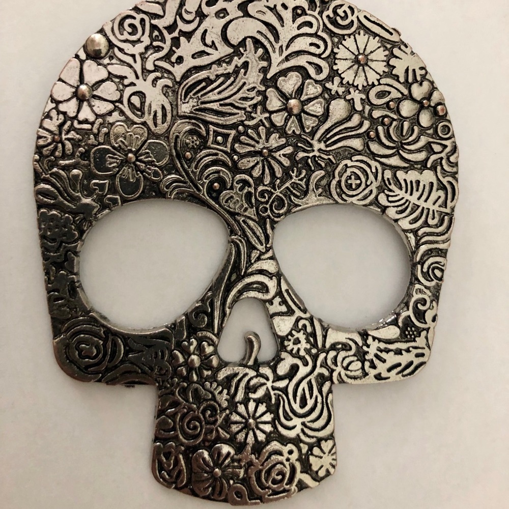 Long chain skull necklace